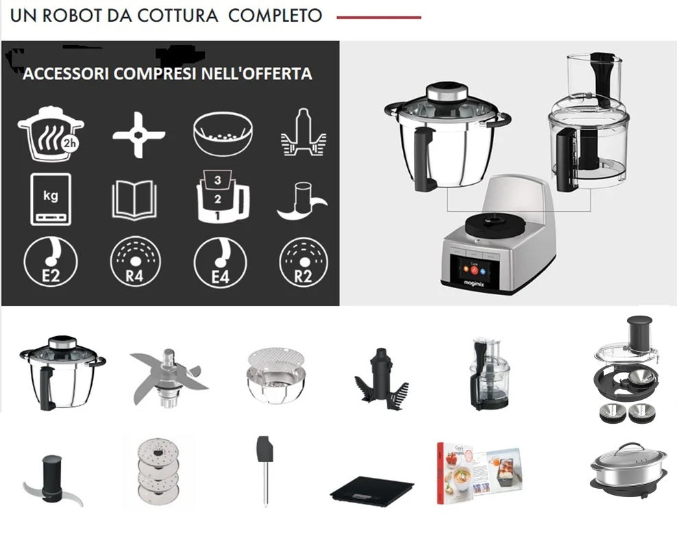 Magimix robot Cook Expert 1700 W silver 18900IT più MAGIMIX VAPORIERA XXL e MAGIMIX SPIRAL EXEPERT