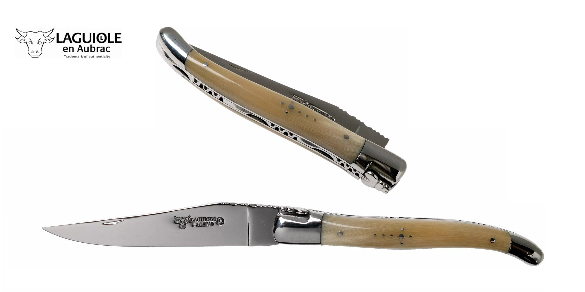 Laguiole en Aubrac coltello impugnatura punta di corno inox 12cm AUL0212PCI/FSI1
