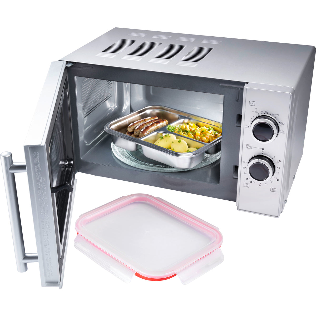 Westmark Contenitore per il pranzo/contenitore per alimenti in acciaio inox, diviso, 280 + 280 + 400 ml • tre scomparti separati • adatto al microonde e al forno - senza coperchio • adatto anche al congelatore •
