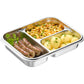 Westmark Contenitore per il pranzo/contenitore per alimenti in acciaio inox, diviso, 280 + 280 + 400 ml • tre scomparti separati • adatto al microonde e al forno - senza coperchio • adatto anche al congelatore •
