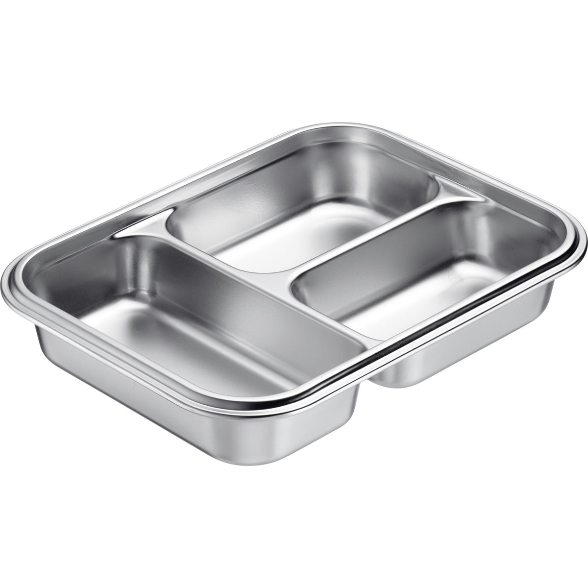 Westmark Contenitore per il pranzo/contenitore per alimenti in acciaio inox, diviso, 280 + 280 + 400 ml • tre scomparti separati • adatto al microonde e al forno - senza coperchio • adatto anche al congelatore •