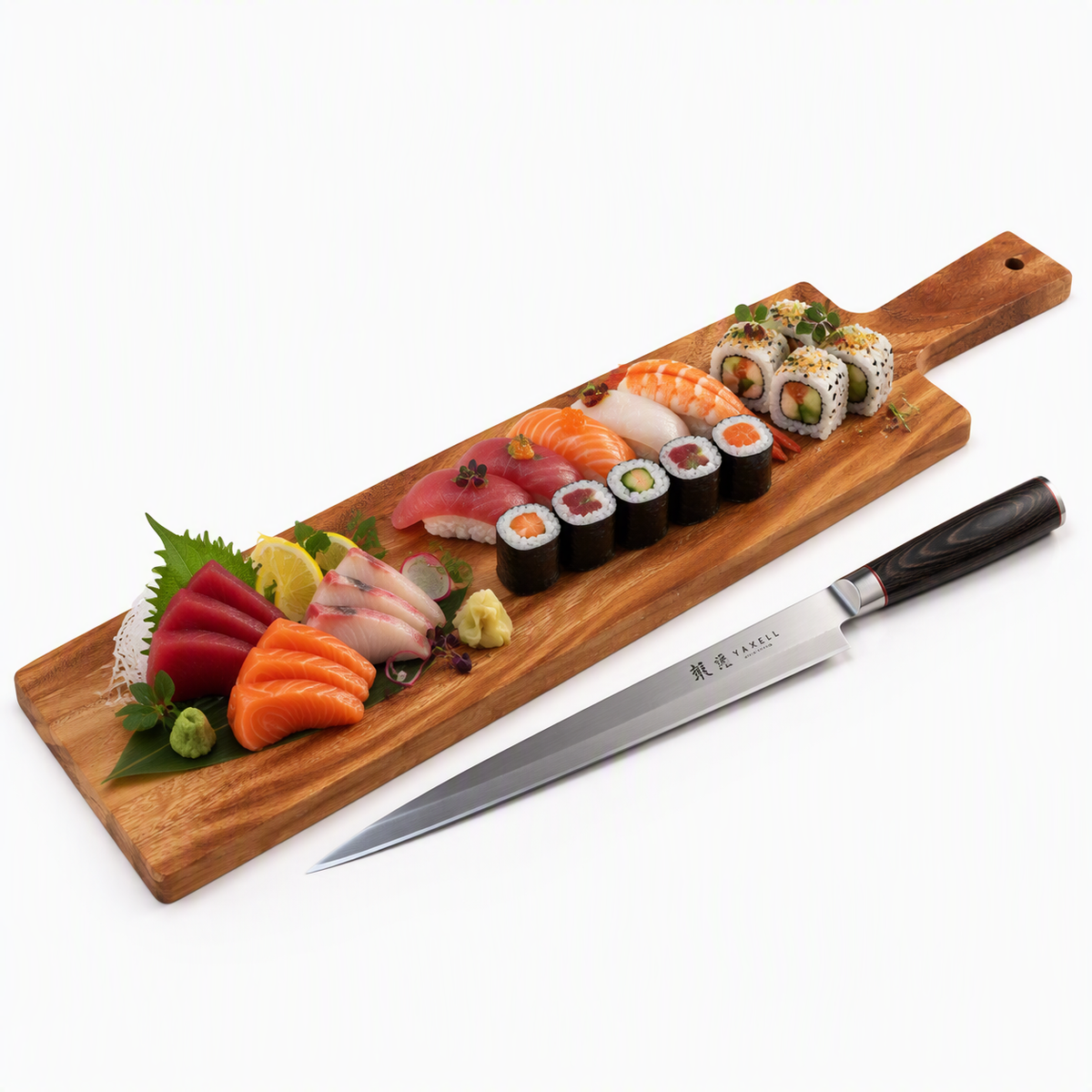 Zassenhaus Tagliere da portata in acacia, 60 x 13 cm. Perfetto per servire baguette, salumi, formaggi, sushi, sashimi e antipasti.