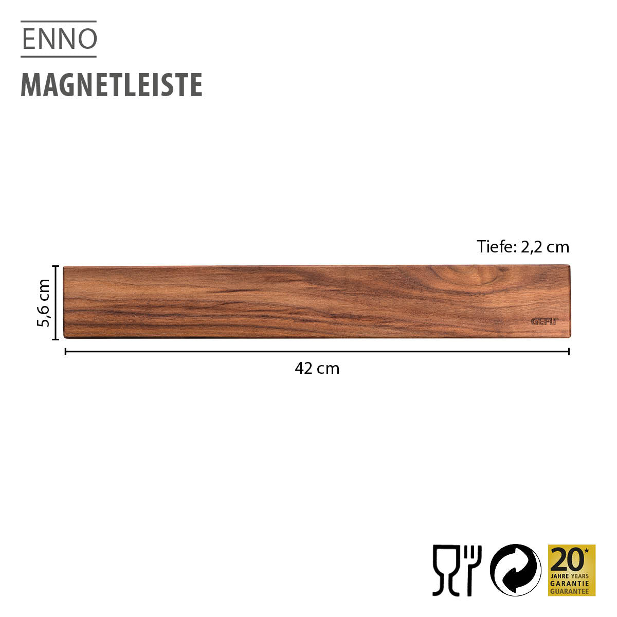 Gefu Barra Magnetica 42 cm "ENNO" in legno di noce . 13957