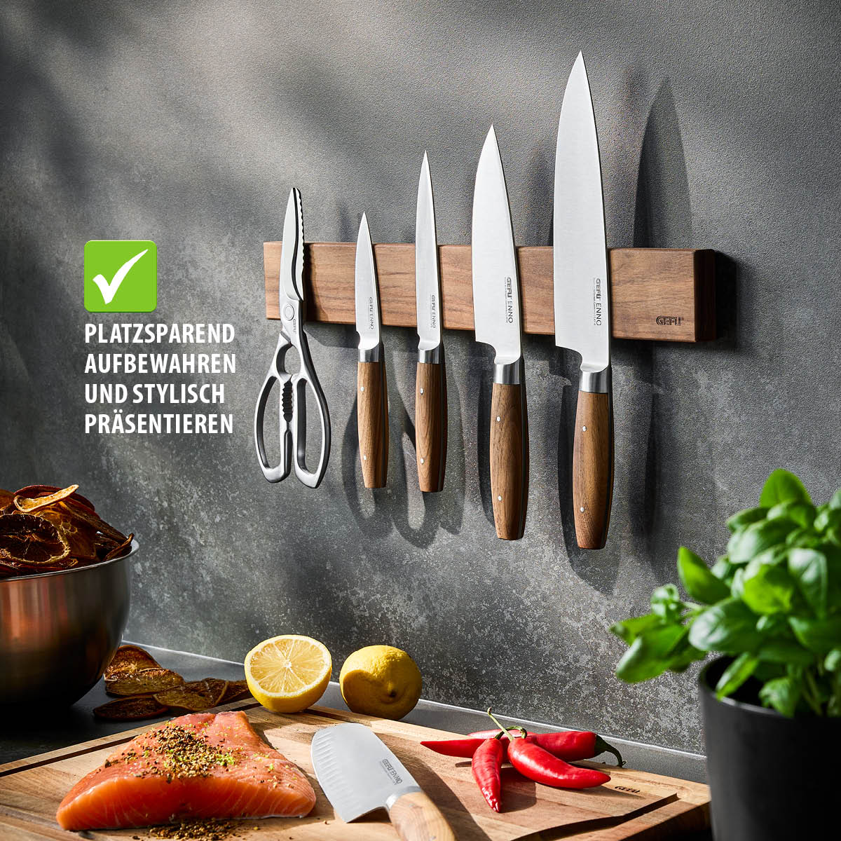 Gefu Barra Magnetica 42 cm "ENNO" in legno di noce . 13957