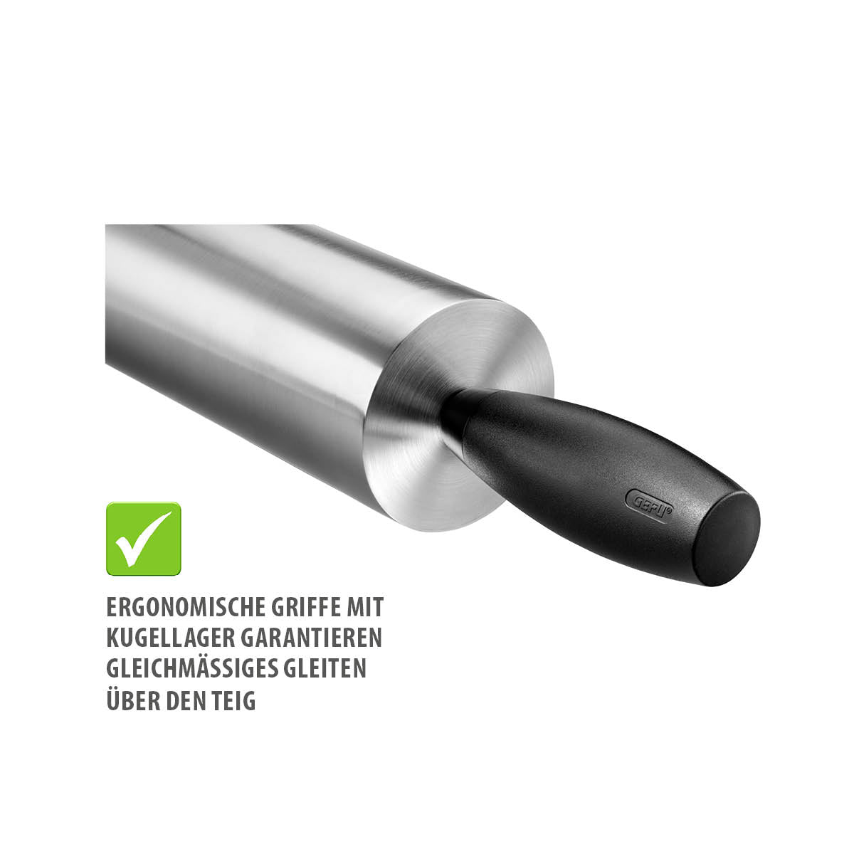 Gefuo mattarello in acciaio inox Ø 7 cm, lunghezza 26 cm per Pasticceria rullo ROTOLO 14631