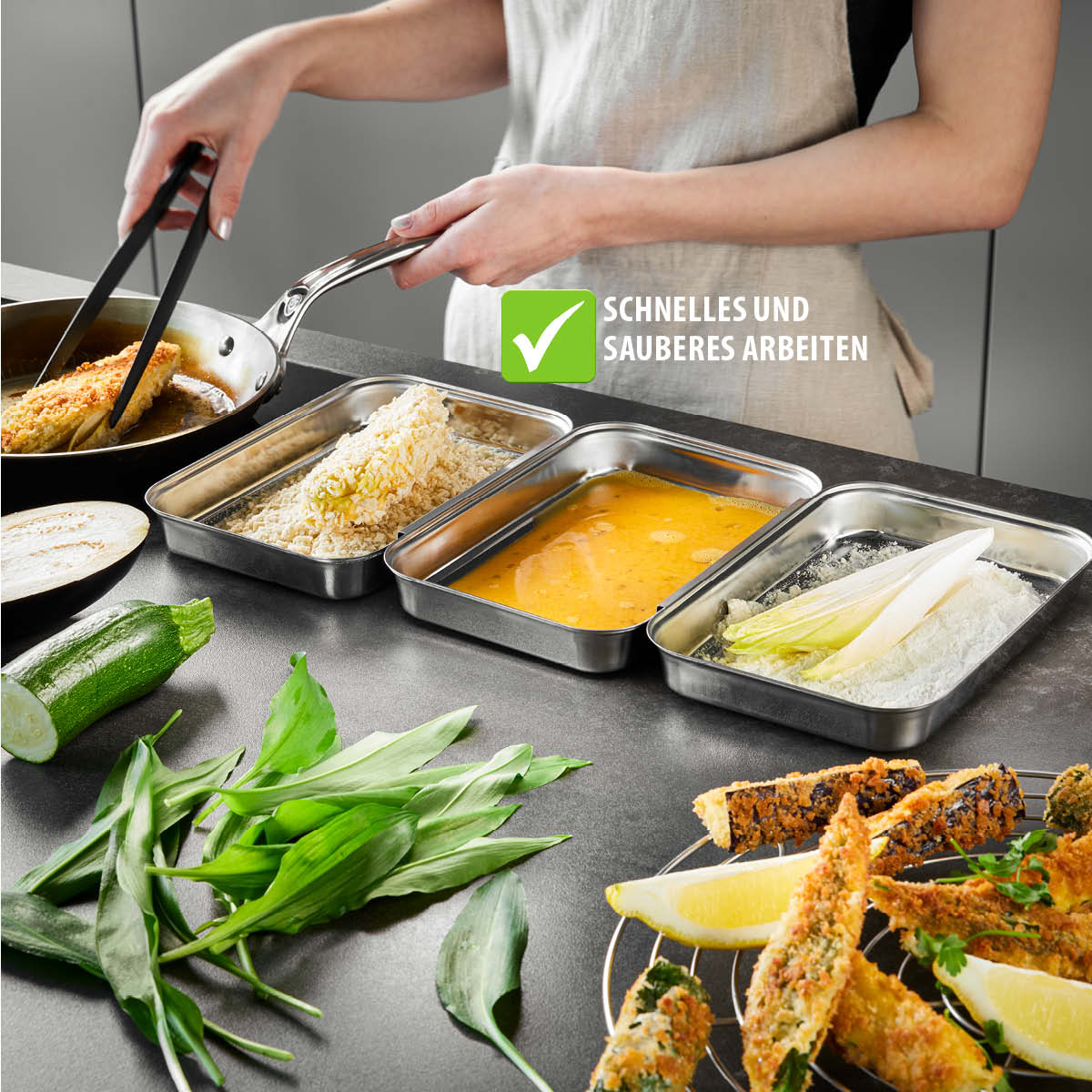 Gefu Briciole Set per impanatura cotoletta, cordon blue, e tanto altro PANDO 14764