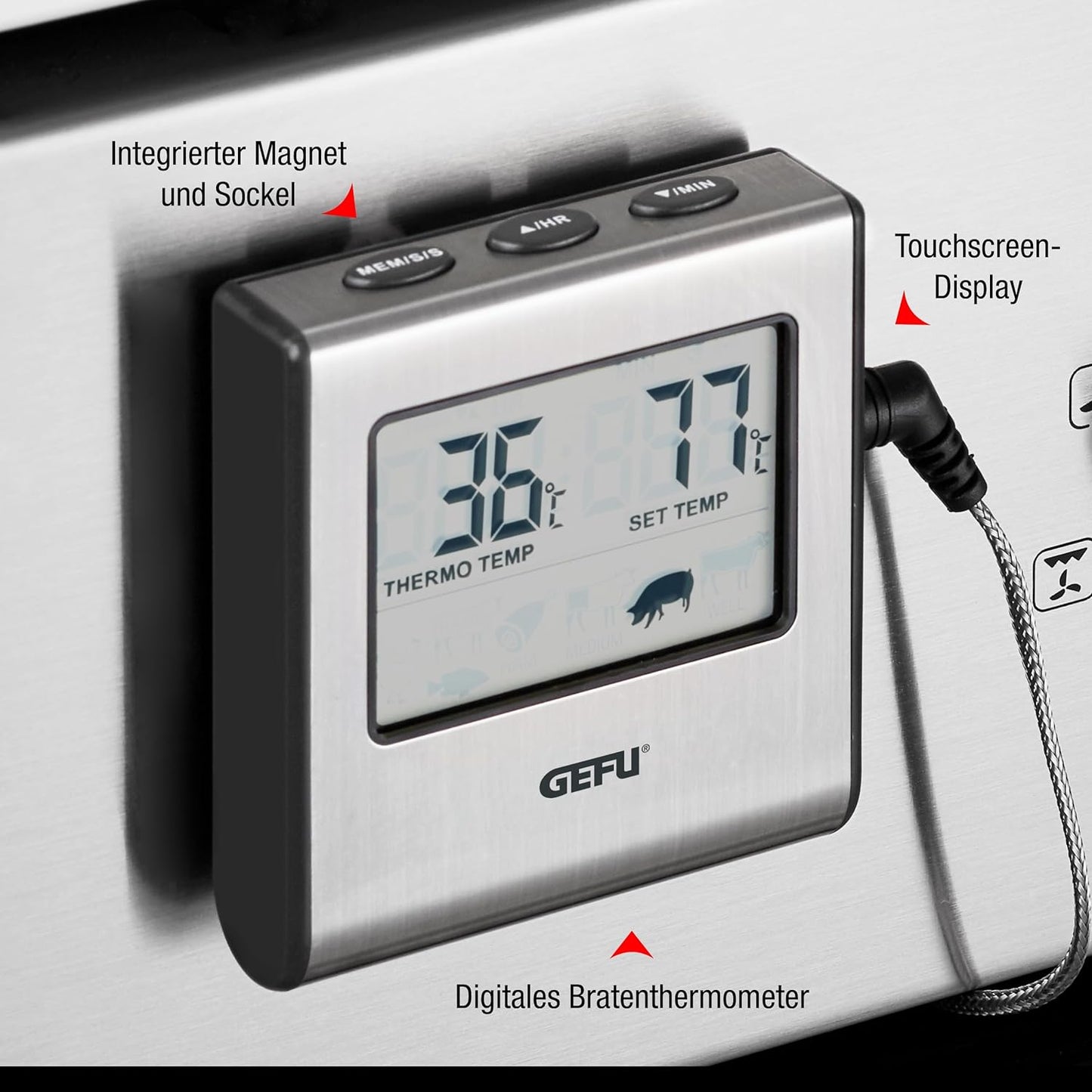 Gefu termometro digitale con sonda per forno 0/250°C 21840 – Rigotti  Arrotino