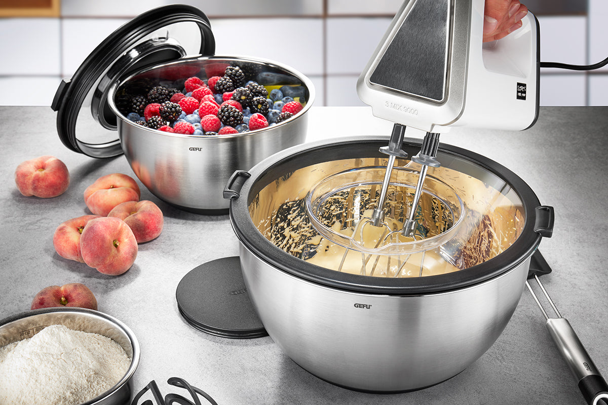 Gefu Set di ciotole con coperchio paraschizzi MUOVO, 2 pezzi Ø 20 cm - Ø 24 cm 35055