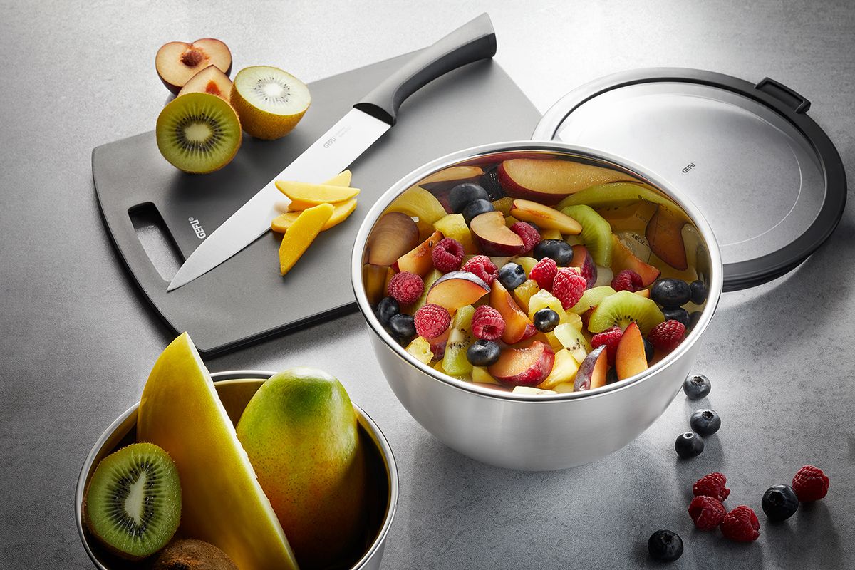 Gefu Set di ciotole per alimenti, impasti MONDI, 3 pezzi. Coperchi inclusi 89430