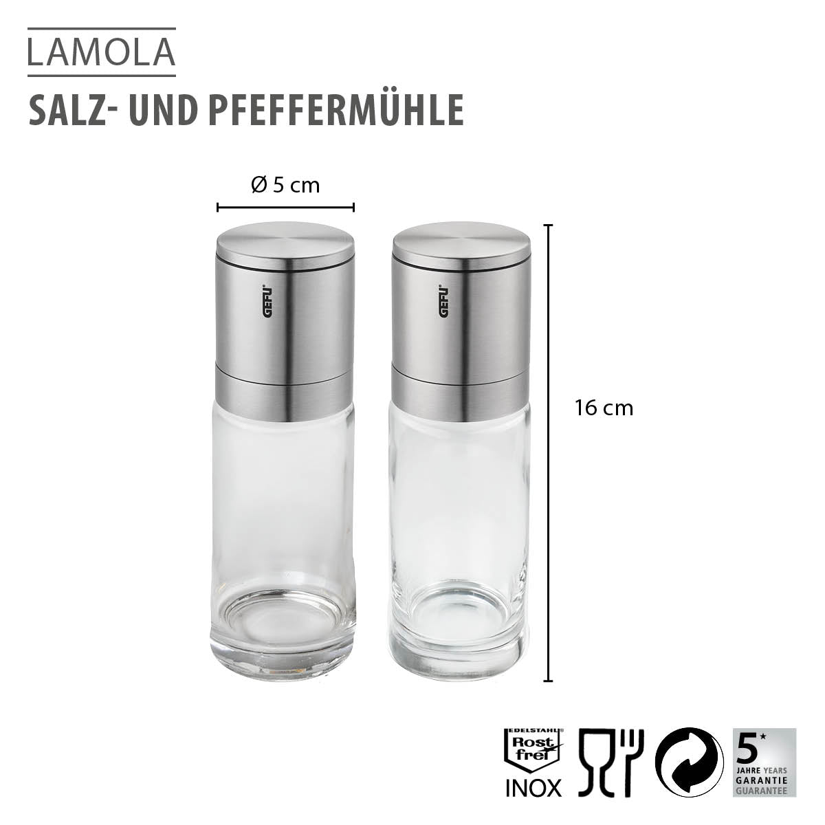 Gefu LAMOLA 2 macina per Sale o pepe in ceramica altezza 16,6 cm 89578
