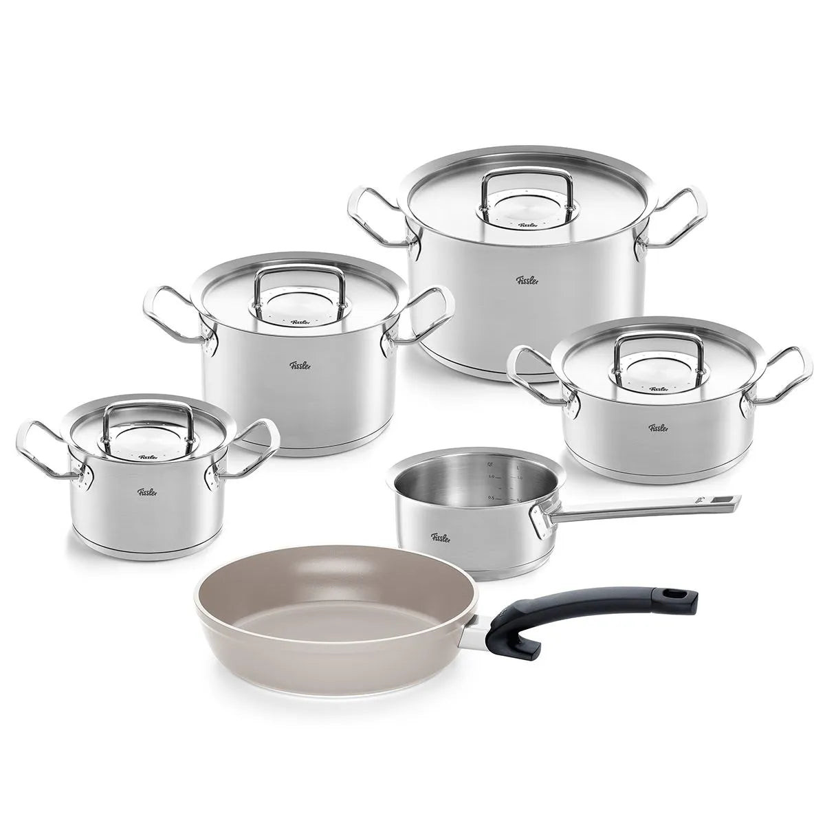 Fissler Set di pentole in acciaio inossidabile Original-Profi Collection da 9 pezzi con padella Ceratal Comfort 084-228-06-000/0