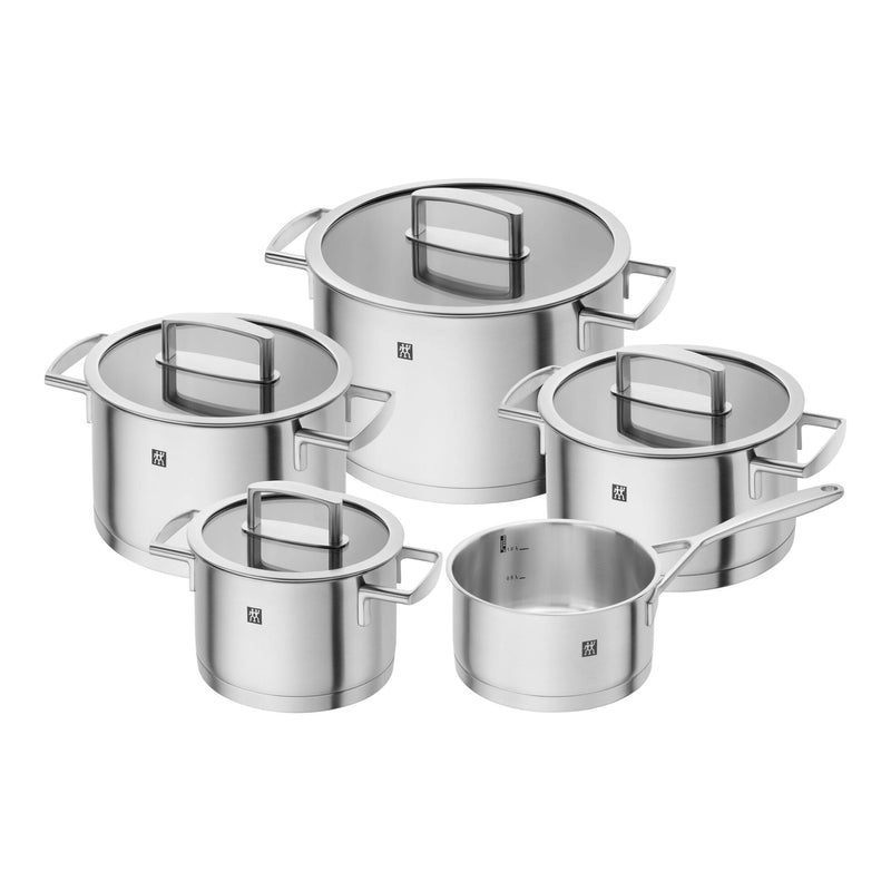 Zwilling Vitality Set 2 Casseruole, 3 Pentole e 4 Coperchi – Acciaio Inox, Induzione, Interno Graduato