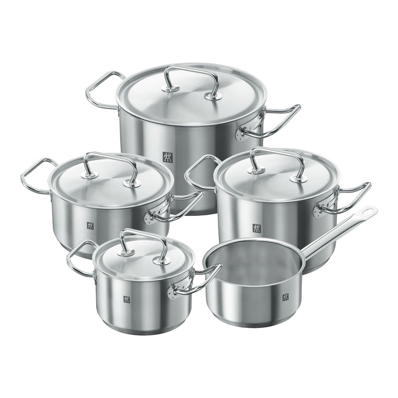 Zwilling TWIN Classic Set 9 Pezzi: 4 Pentole, 1 Casseruola, 4 Coperchi – Acciaio Inox 18/10, Induzione