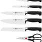 ZWILLING set di 7 pezzi, ceppo marron autoaffilante con 5 coltelli e 1 forbice da cucina Twin quattro stelle