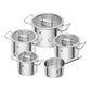 ZWILLING Pro Set di 5 pentole: 1 casseruola con manico 16 cm - 1,5L, 1 casseruola 20 cm - 3L, 1 pentola 16 cm - 2L, 1 pentola 20 cm - 3,5L e 1 pentola 24 cm - 6L.