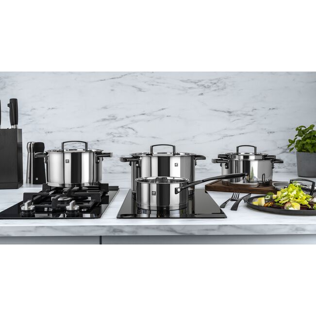 Zwilling Set di 5 pentole Balestra inox design moderno con finitura dei manici brunita 71160-005-0