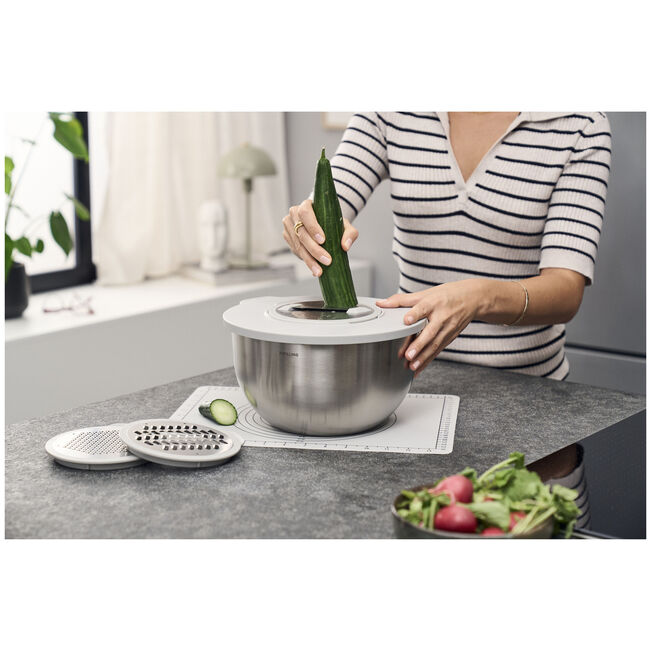 Zwilling Fresh & Save BOWLS Starterset, pompa sottovuoto, 2 ciotole in acciaio inox / M/L bianco-acciaio, buste per sottovuoto, 9 pezzi. 1031015