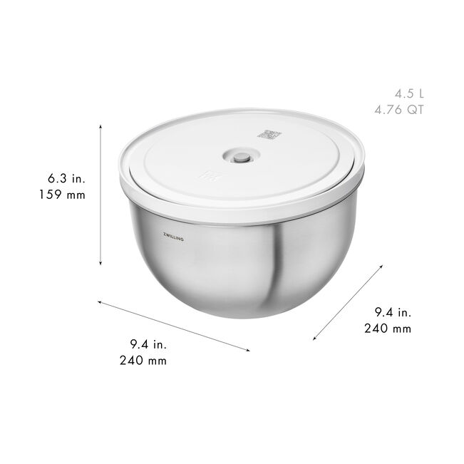 Zwilling Fresh & Save BOWLS Starterset, pompa sottovuoto, 2 ciotole in acciaio inox / M/L bianco-acciaio, buste per sottovuoto, 9 pezzi. 1031015