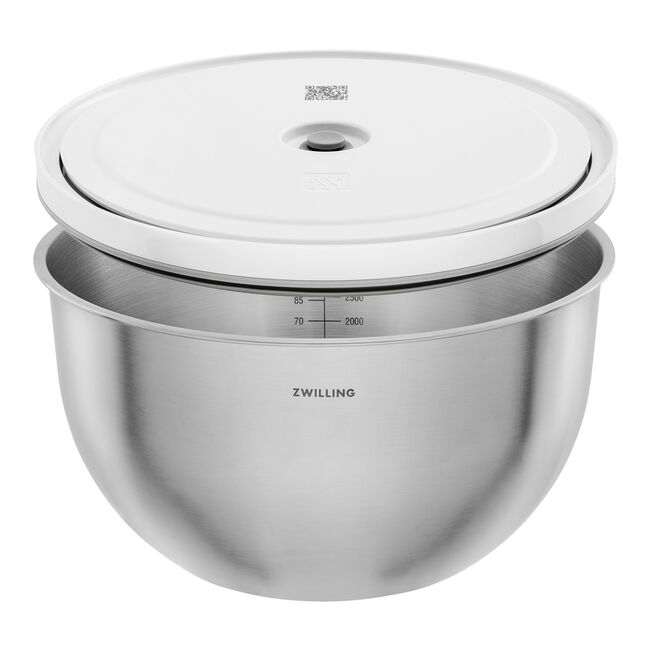 Zwilling Fresh & Save BOWLS Starterset, pompa sottovuoto, 2 ciotole in acciaio inox / M/L bianco-acciaio, buste per sottovuoto, 9 pezzi. 1031015