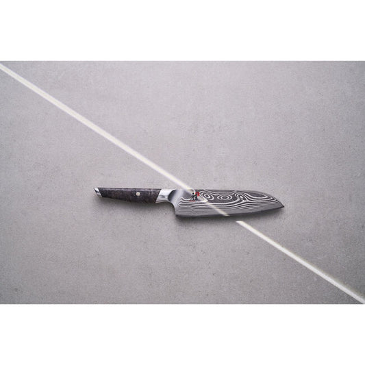 MIYABI IKI Coltello Damascato 49 strati Santoku liscio 18 cm (66 HRC) marrone-nero 1033755