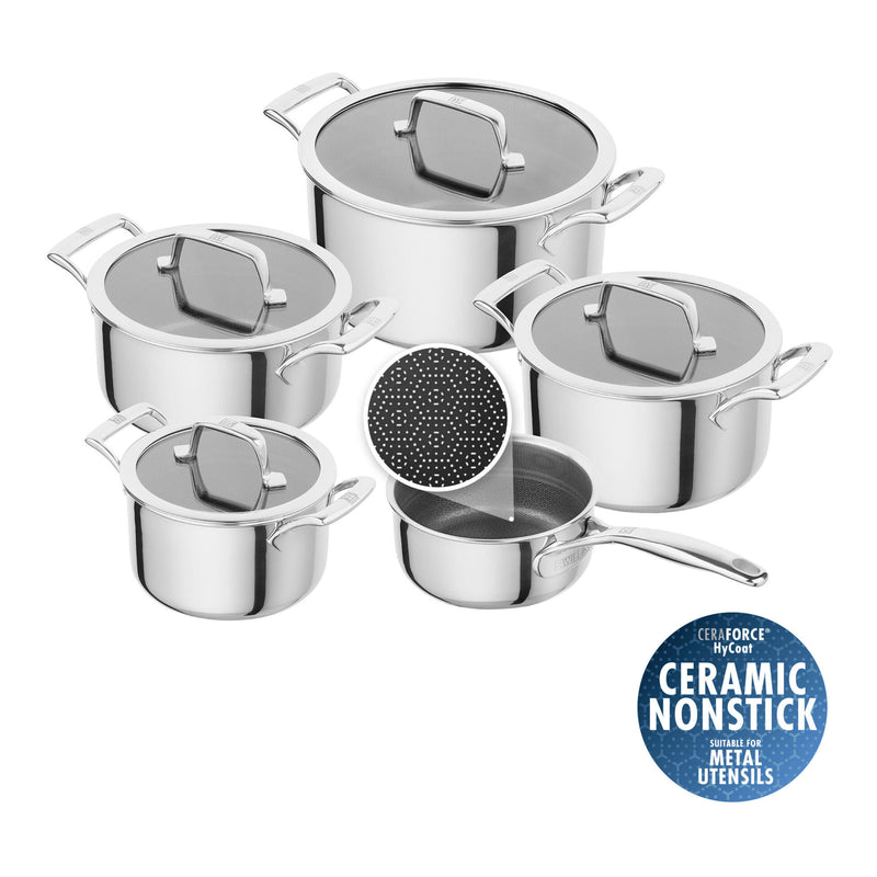 Zwilling Peak Set 5 Pentole Antiaderenti | Ceraforce HyCoat Senza PFAS, Induzione e Forno 260°C