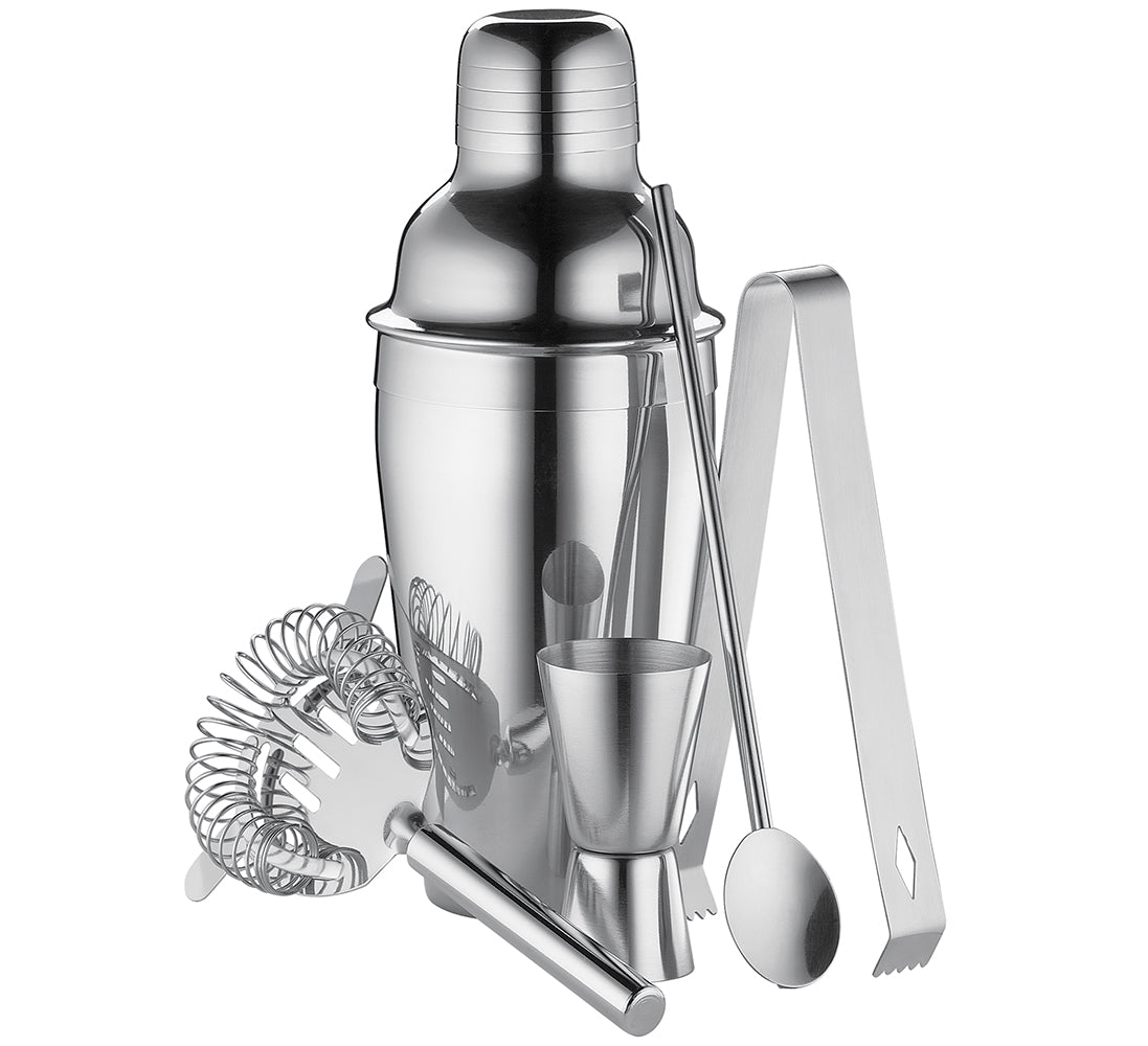 Cilio Set da barman da 5 pezzi shaker in acciaio inox lucido