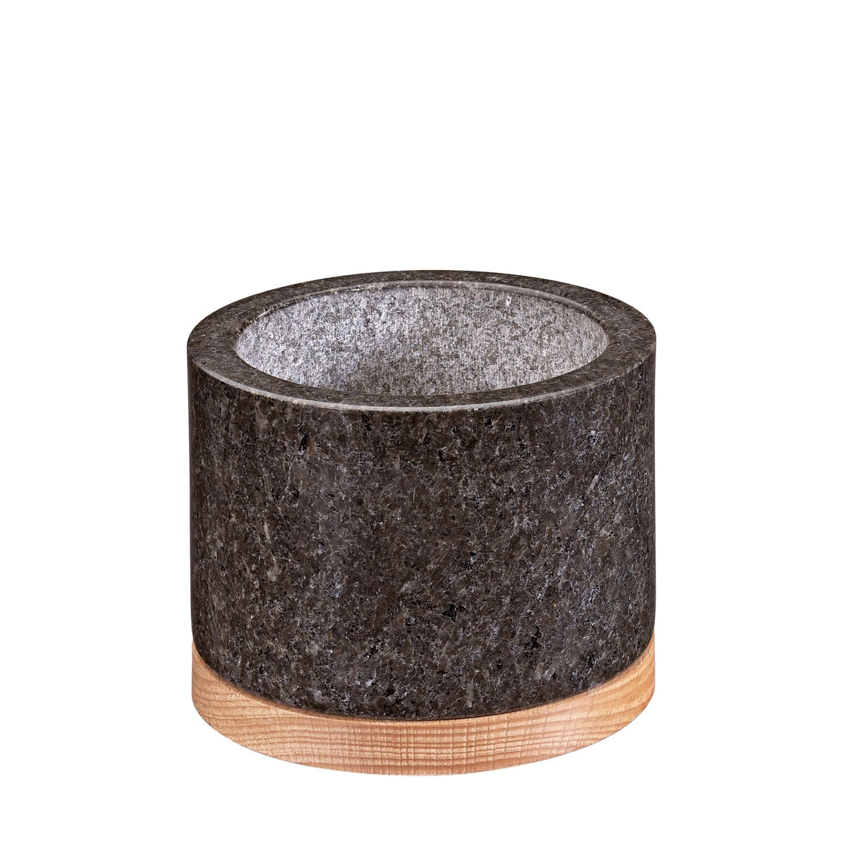 Cilio mortaio Saturn in granito con pestello e base in faggio Ø 14 cm