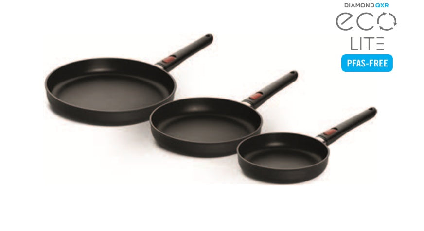 Woll Set tre padelle Eco Lite QXR Pfass-free cm 20-24-28 antiaderente salvaspazio made in Germany