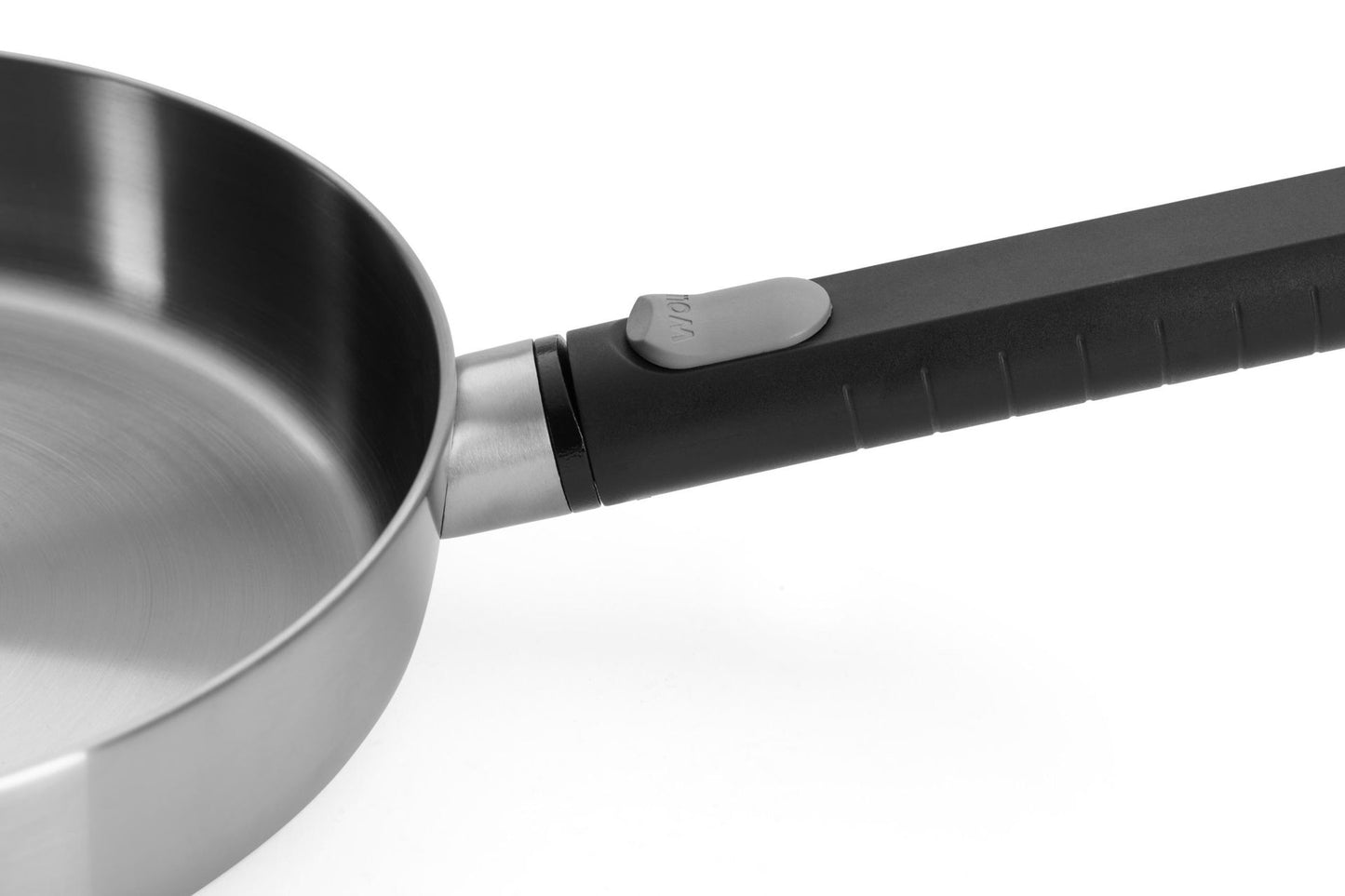 Woll Logic Steel Padella bassa Ø 28 senza PFAS acciaio inox 18/10 manico rimovibile salva spazio