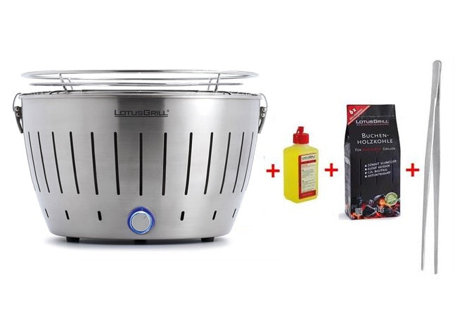 Lotus Grill Barbecue edizione limitata a carbonella portatile in acciaio inox alimentazione ventola batterie AA o USB + set per partenza