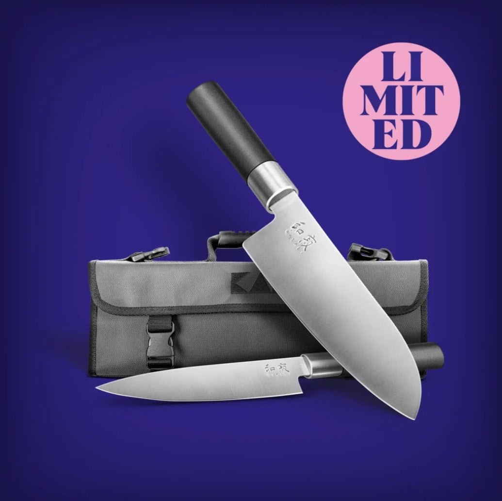 KAI Wasabi Black Limited Edition Set 2025 – Santoku × Coltello multiuso × Borsa per coltelli KAI