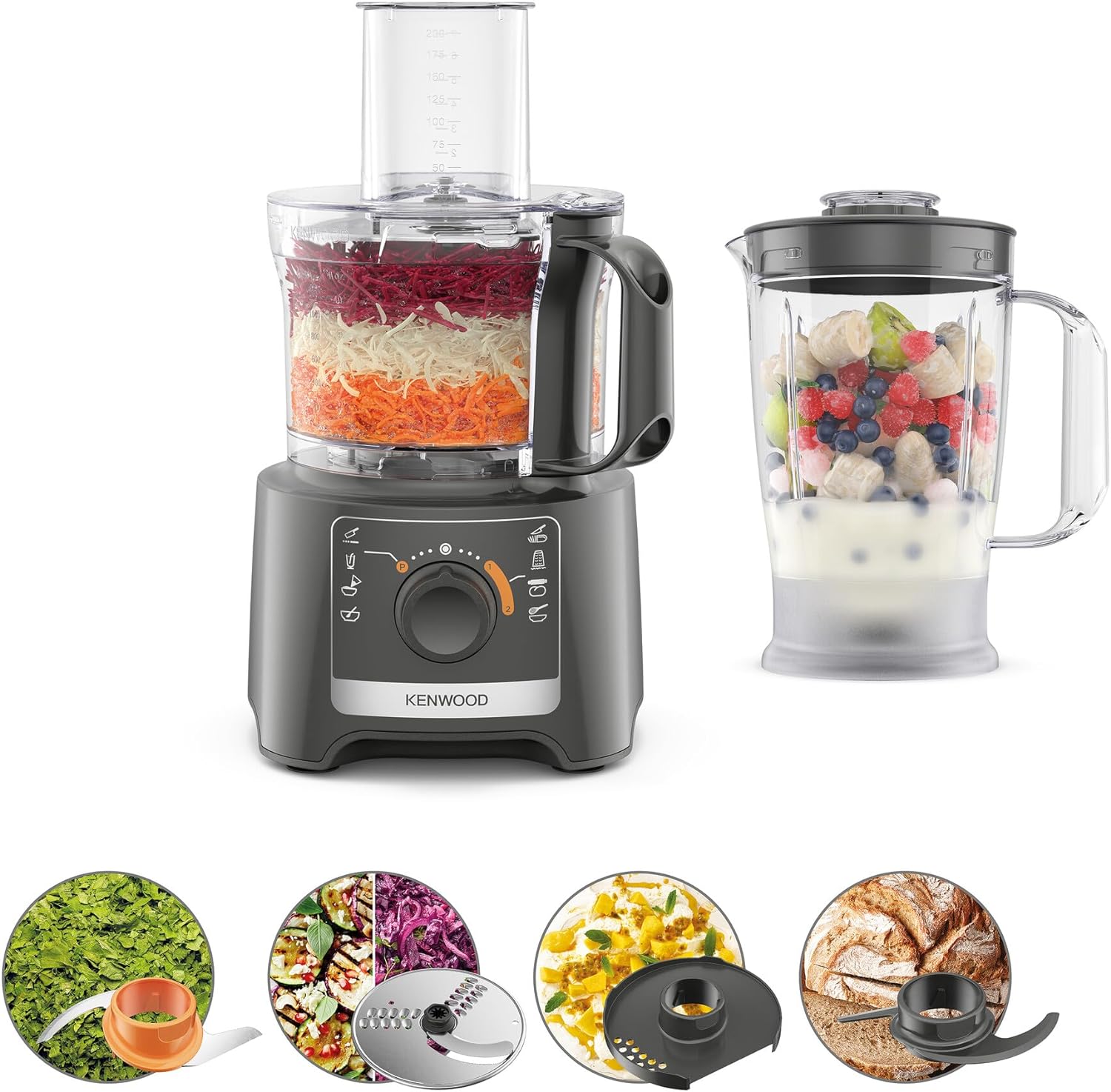 Kenwood Caraffa Frullatore In Vetro Per Robot Multipro – Accessorio Originale 1,5 Litri, 4 Lame Acciaio, Compatibile Con FDM30, FDM71, FDP65