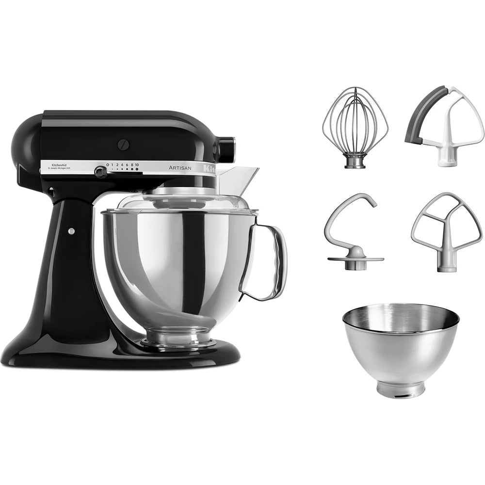 KitchenAid Planetaria Artisan con testa reclinabile 4,8L Nero Onice + Accessori