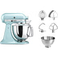 KitchenAid Planetaria Artisan con testa reclinabile 4,8L Blu Ghiaccio + Accessori