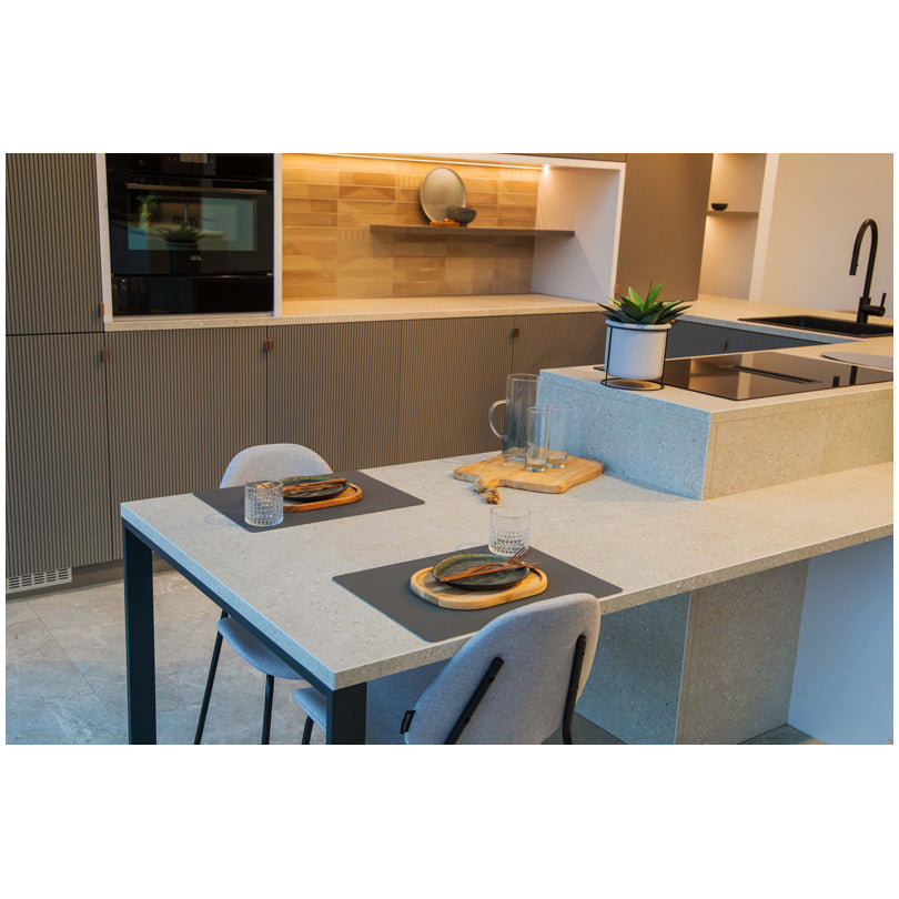 Tirolix Tovaglietta ecopelle all'americana rettangolare "Tramontana" double face grigio - blu scuro