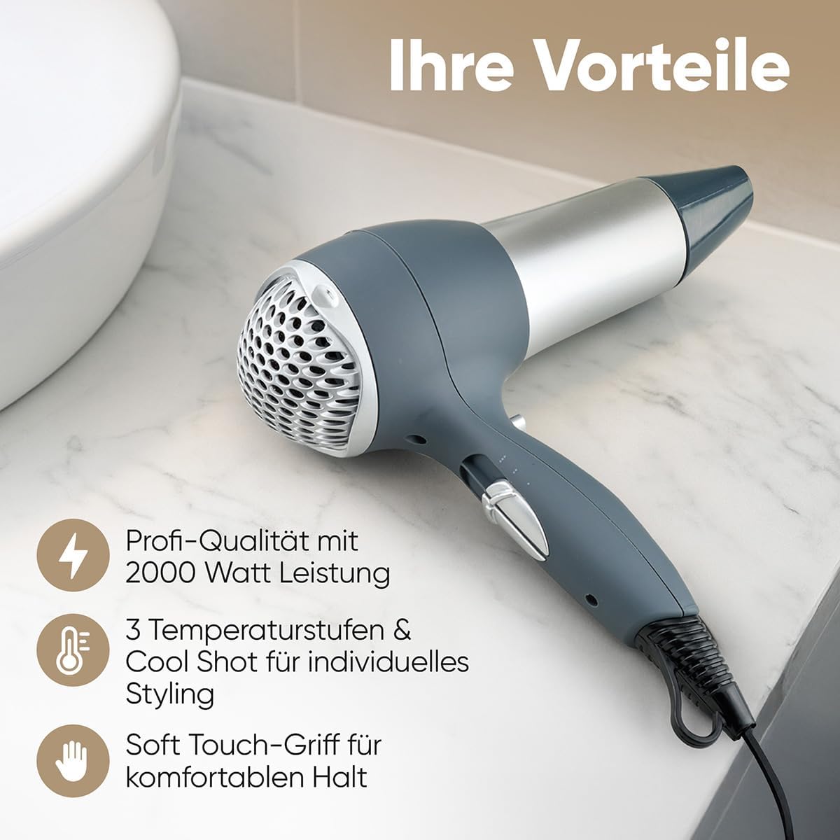 Bomann asciugacapelli professionale 2000W con diffusore HTD889CB