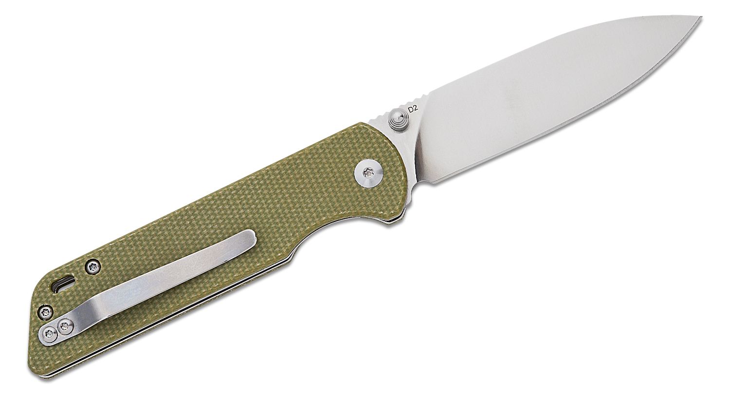 QSP coltello serramanico lama 82 mm in acciaio D2 manico micarta QS102-A