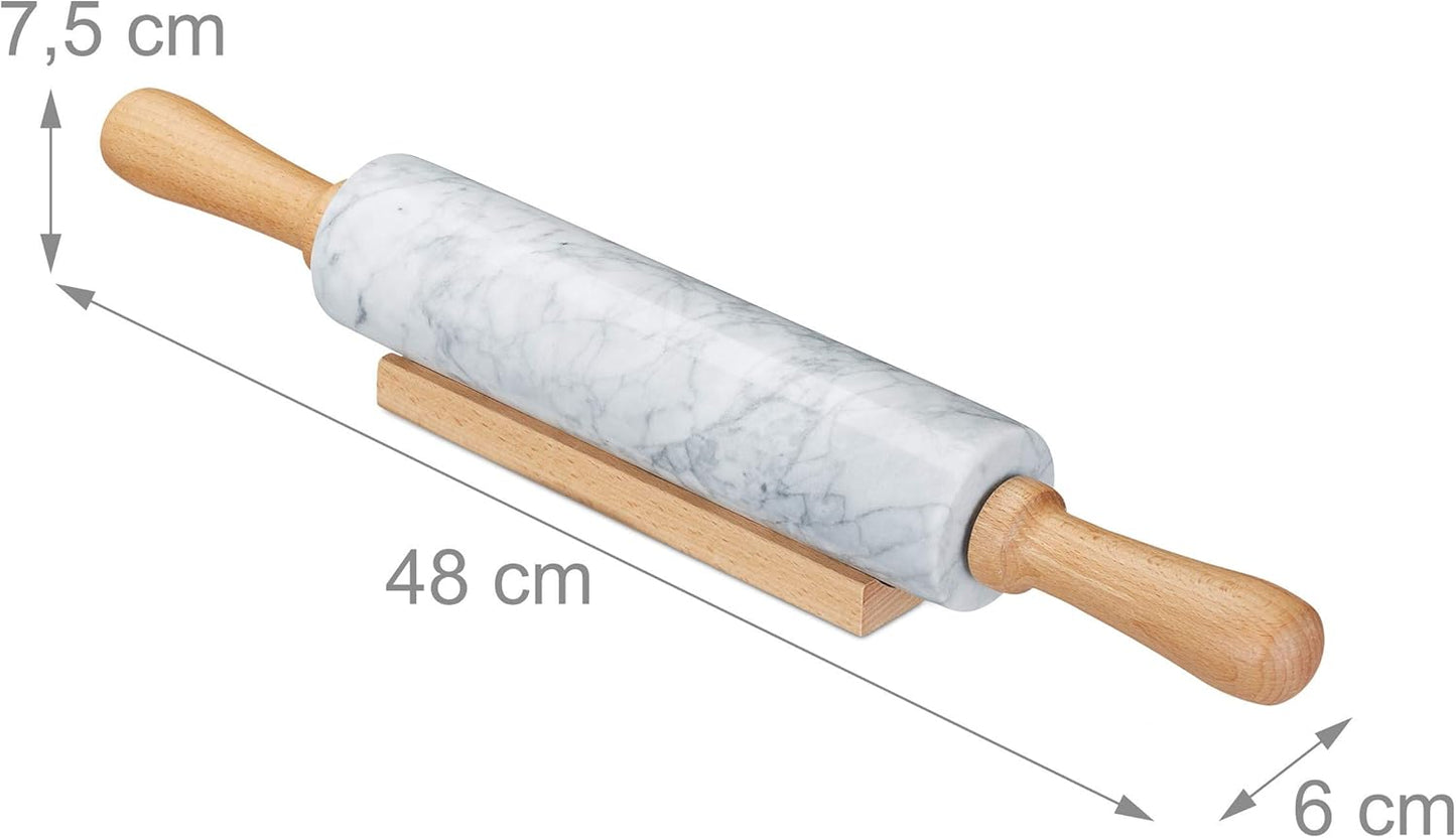 Mattarello in marmo con manico in legno girevole kg 2,18 Ø 5,9cm