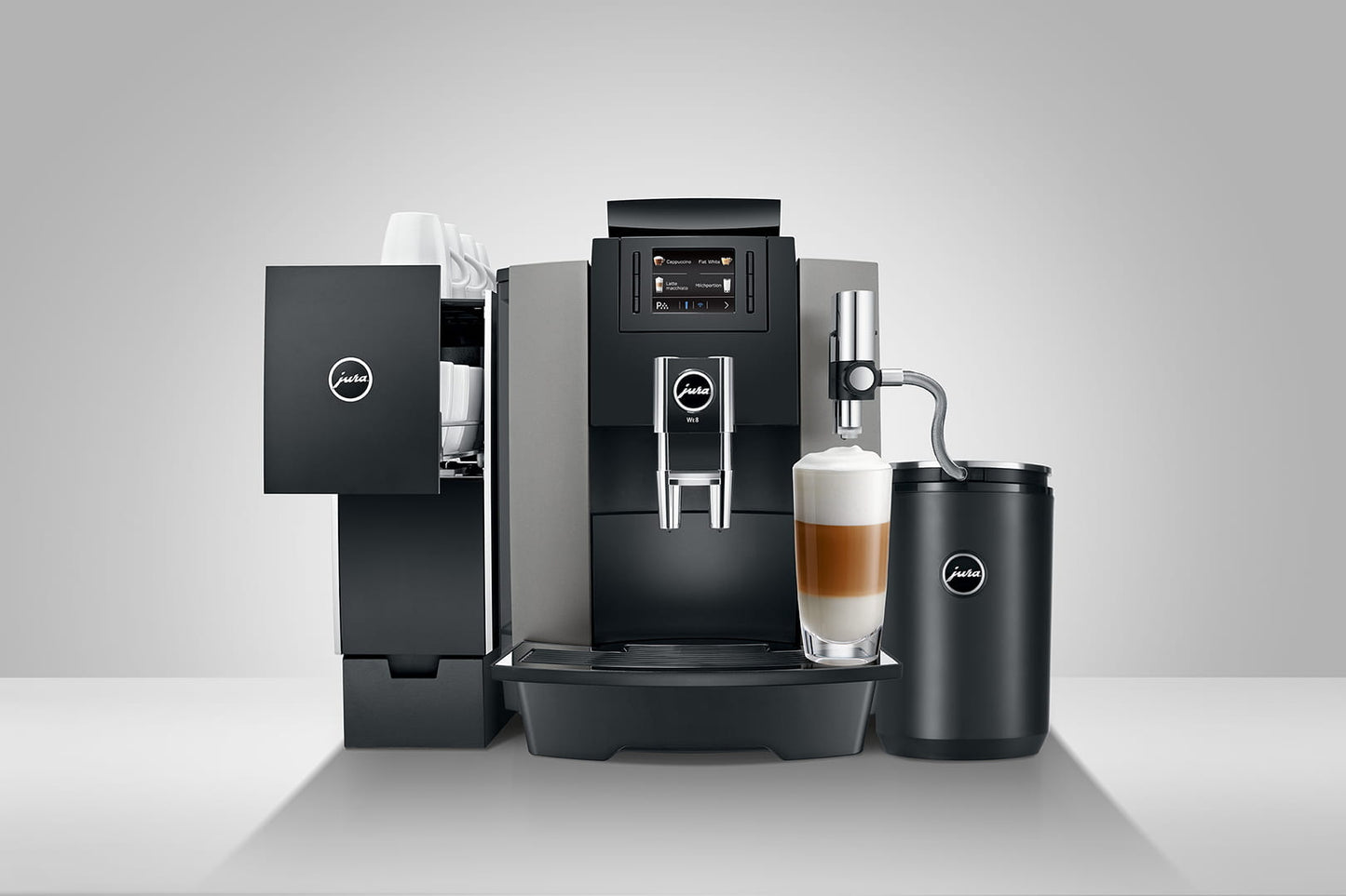 Jura WE8 Dark Inox macchina da caffè caffetteria adatta ufficio B&B tipi di bevande capacità giornaliera fino a 50 specialità di caffè.