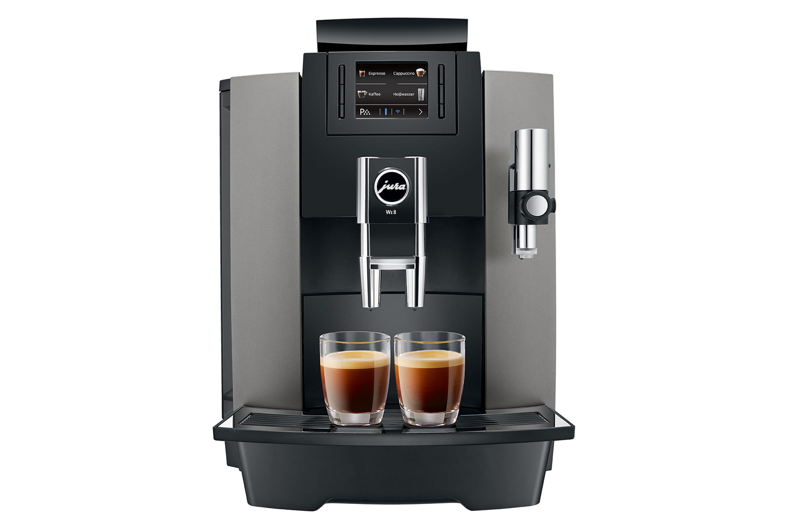 Jura WE8 Dark Inox macchina da caffè caffetteria adatta ufficio B&B tipi di bevande capacità giornaliera fino a 50 specialità di caffè.