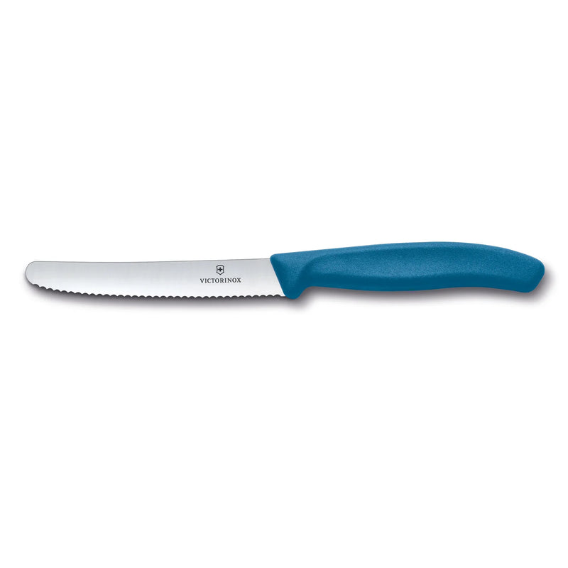 Victorinox Coltello da Tavola Swiss Classic Ondulato 11 cm | Manico Blu Chiaro | 6.7832.C1