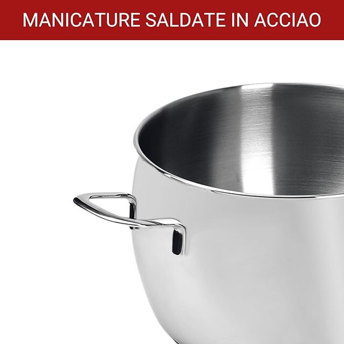 Lagostina Euforia Set di Pentole Induzione, Gas e Forno in Acciaio Inox 18/10, 11 Pezzi, Fondo Lagoseal Plus, Batteria di Pentole con 4 Casseruole, 2 Pentole, Bollilatte, 4 Coperchi