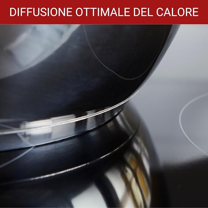 Lagostina Euforia Set di Pentole Induzione, Gas e Forno in Acciaio Inox 18/10, 11 Pezzi, Fondo Lagoseal Plus, Batteria di Pentole con 4 Casseruole, 2 Pentole, Bollilatte, 4 Coperchi
