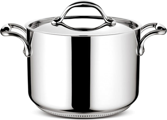 Lagostina Accademia Lagofusion Pentola con 2 Maniglie e Coperchio in Acciaio Inossidabile 22 cm (5,39 l) con coperchio adatta a tutti i piani cottura compresa induzione