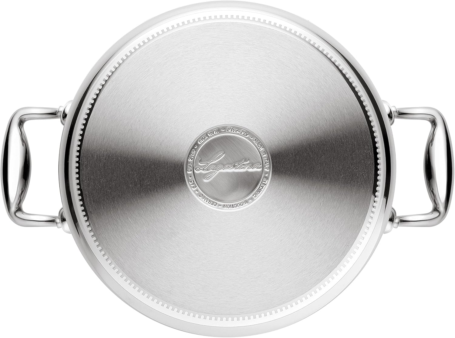 Lagostina Accademia Lagofusion Pentola con 2 Maniglie e Coperchio in Acciaio Inossidabile 22 cm (5,39 l) con coperchio adatta a tutti i piani cottura compresa induzione