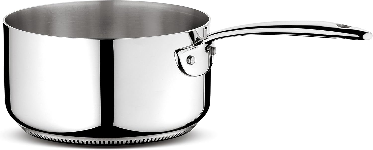 Lagostina Accademia Lagofusion Casseruola Ø 18 cm Fonda Manico Lungo in Acciaio Inox 18/10 Pentola Induzione, Gas e Forno, Finitura Lucida Esterna e Satinata Interna Fondo 5 Strati