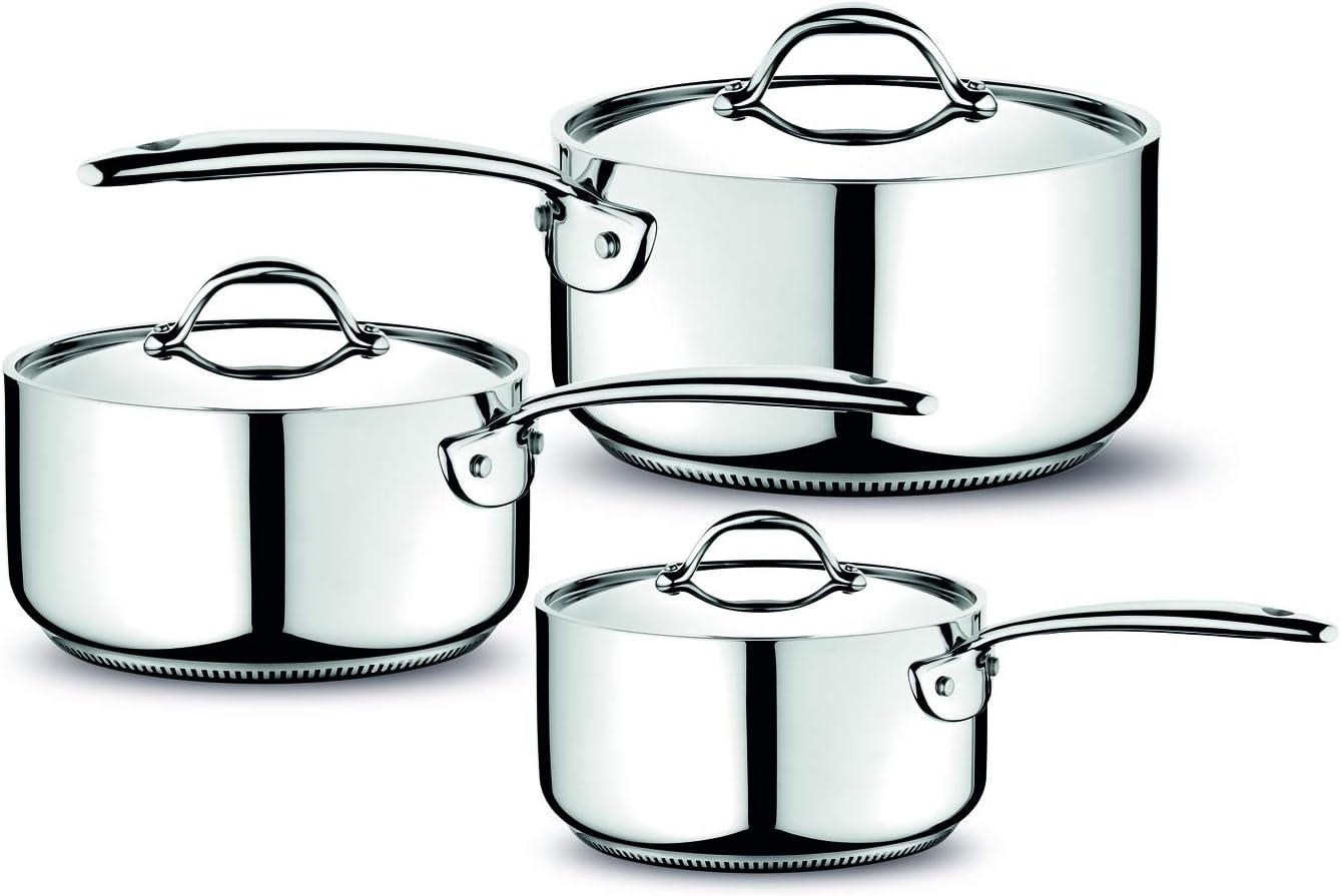 Lagostina Accademia Lagofusion Casseruola Fonda Manico Lungo in Acciaio Inox 18/10 Ø 20 cm Pentola Induzione Gas e Forno Finitura Lucida Esterna e Satinata Interna Fondo 5 Strati