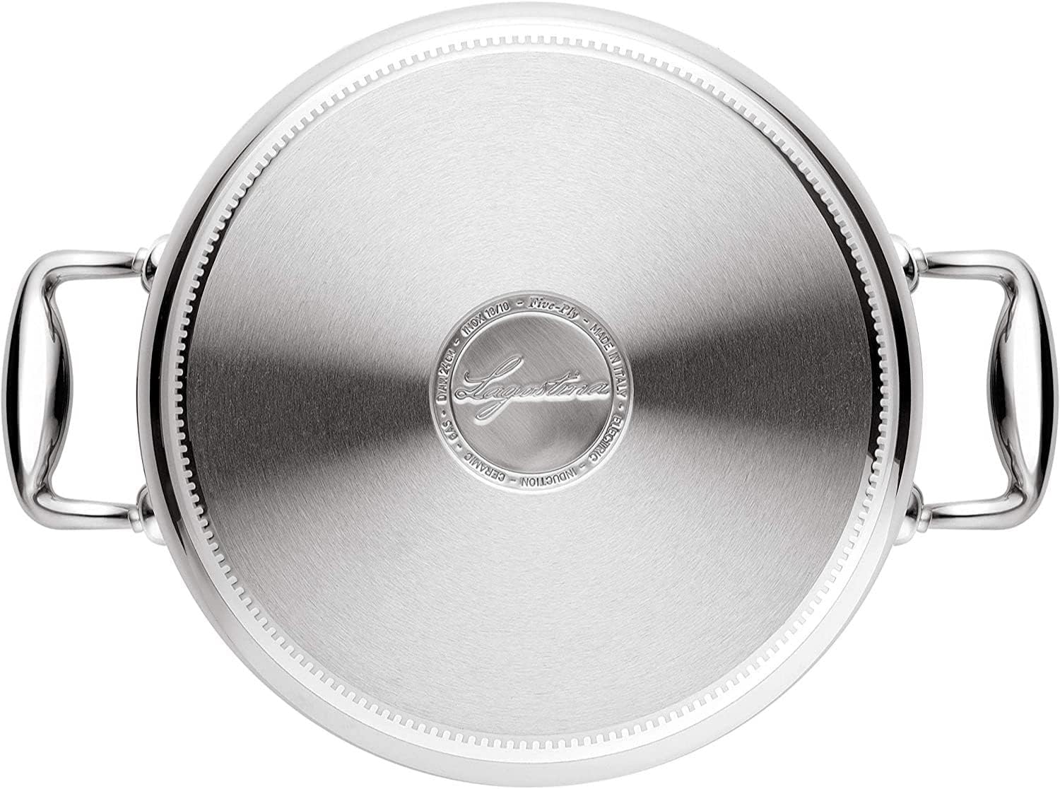 Lagostina Accademia Lagofusion Casseruola Fonda con 2 Maniglie e Coperchio Acciaio Inossidabile 24 cm