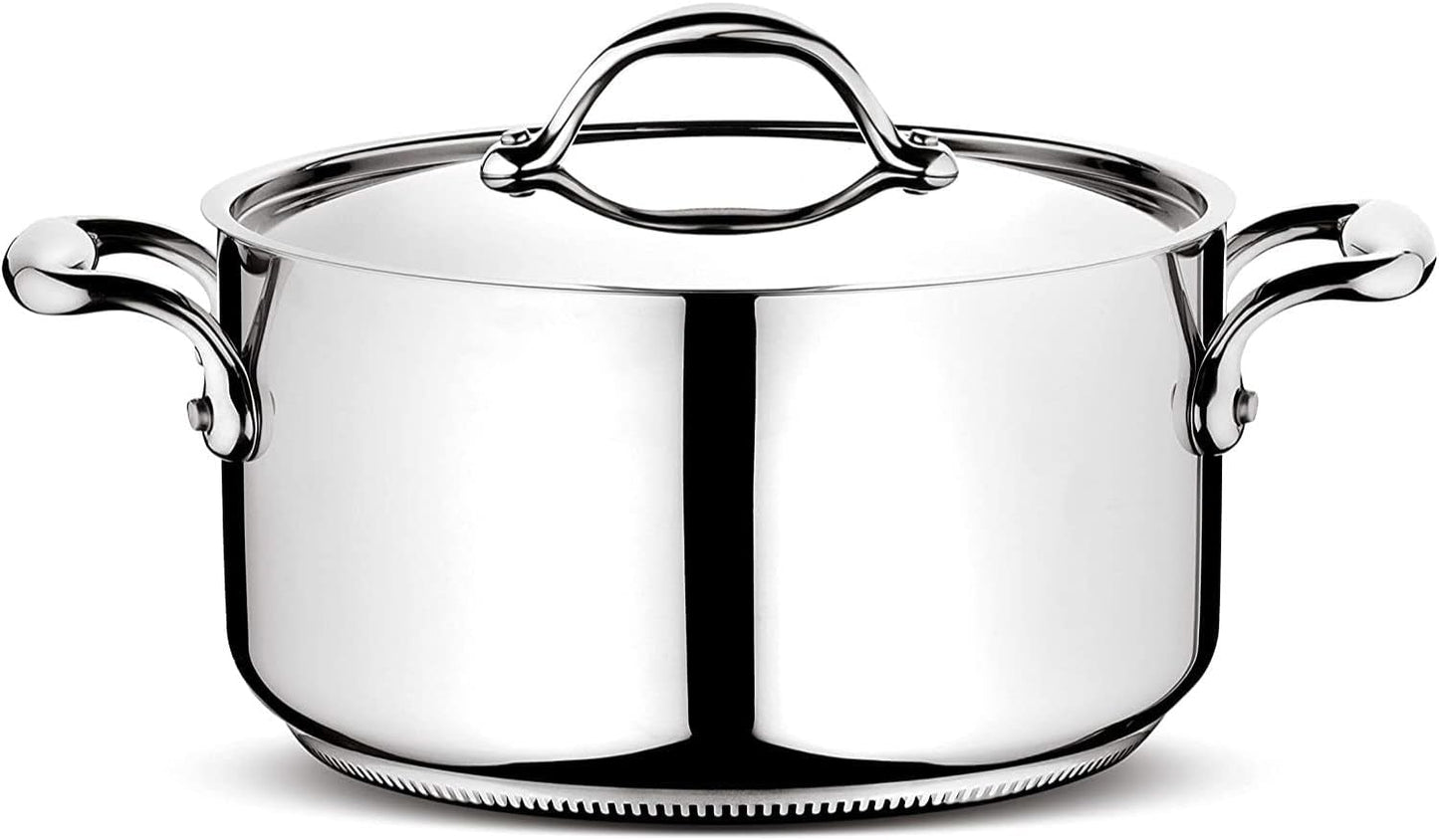 Lagostina Accademia Lagofusion Casseruola Fonda con 2 Maniglie e Coperchio Acciaio Inossidabile 24 cm