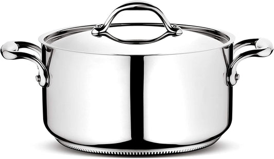 Lagostina Accademia Lagofusion Casseruola Fonda con 2 Maniglie e Coperchio Acciaio Inossidabile 24 cm
